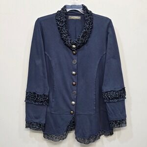 Joe Browns Jacket 10 Cotton Ruffle Trim Art To Wear Romantic Statement Unique